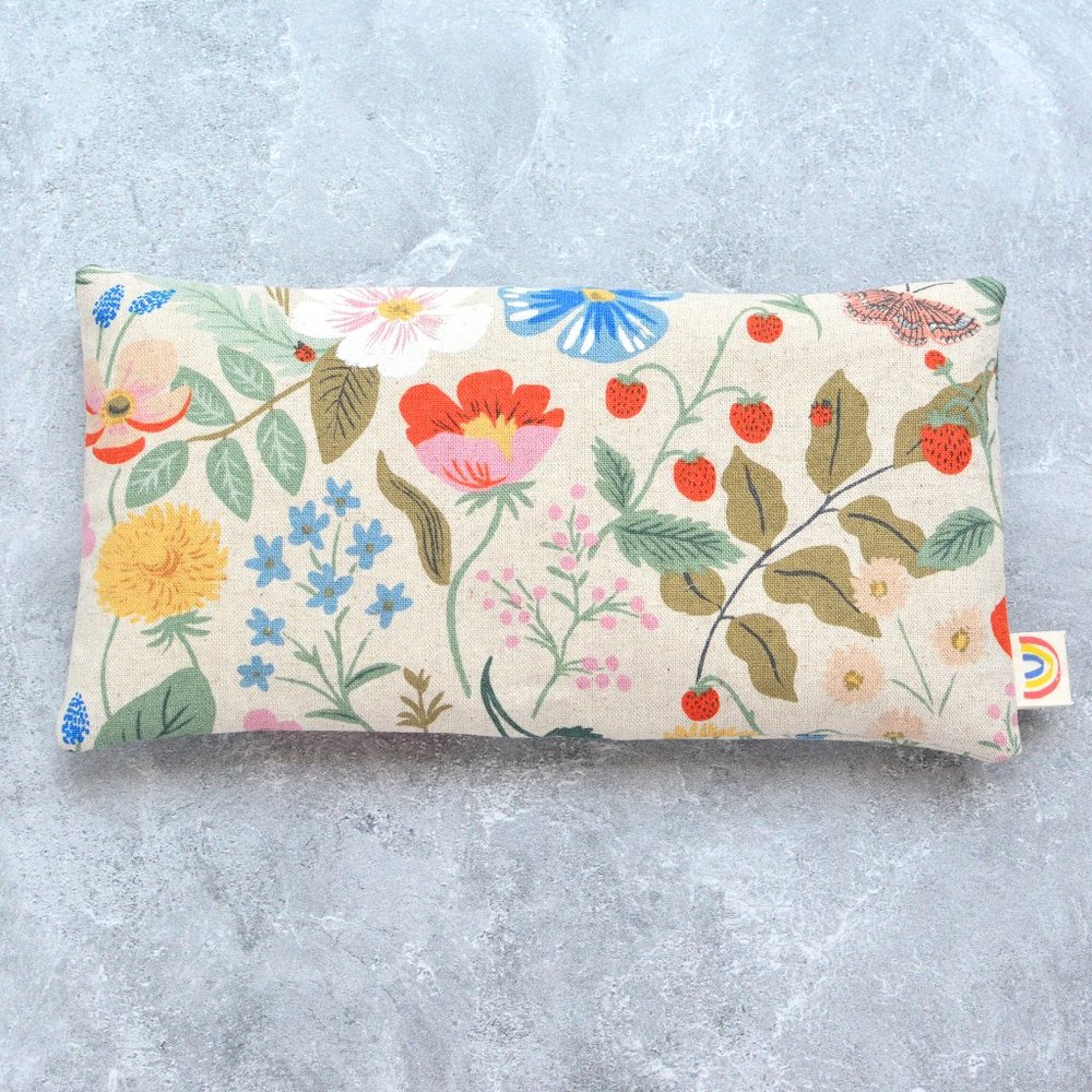 Lavender or Mint Weighted Eye Pillow in Strawberry Fields Canvas Rifle Paper Co